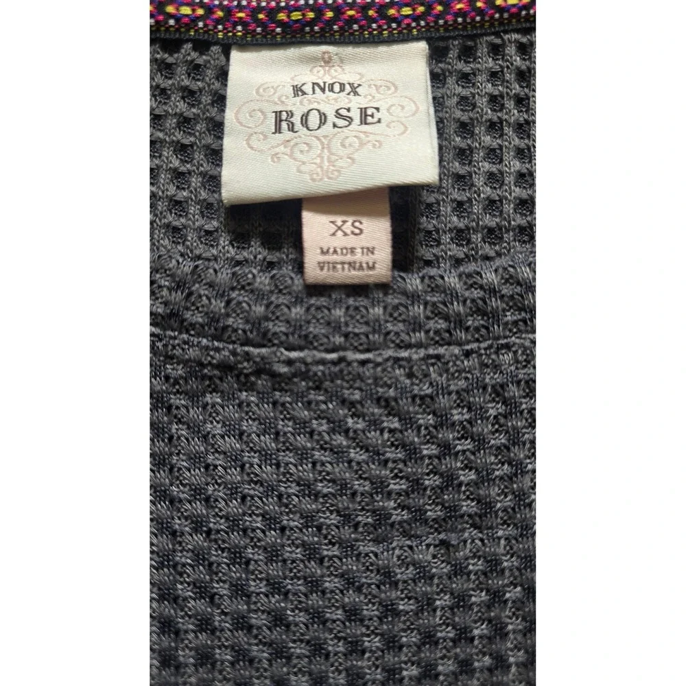 Knox Rose Waffle Knit Tunic Top Long Sleeve Babydoll‎ Style Gray X Small